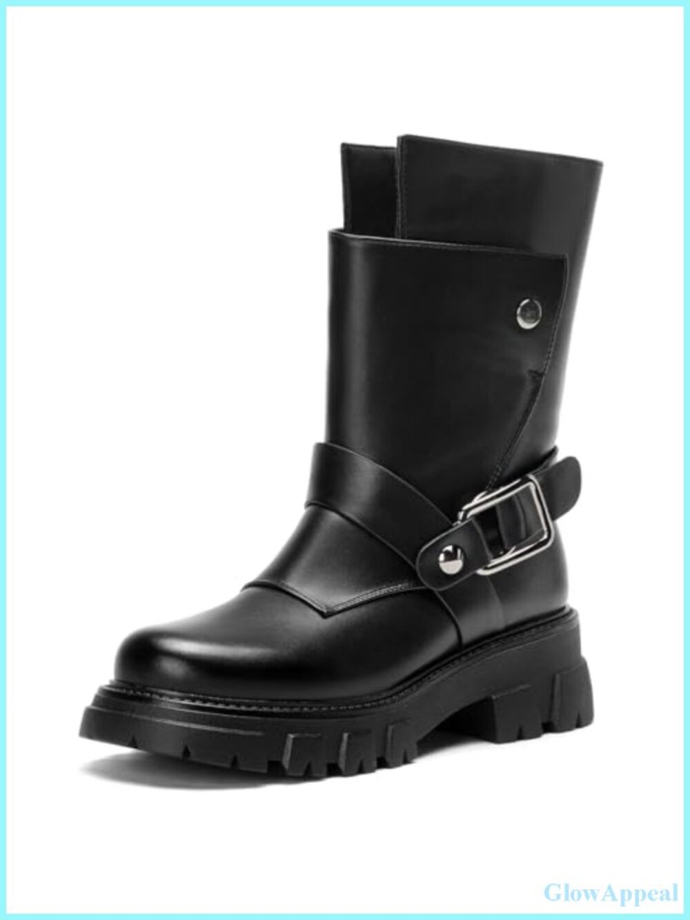 Women Gothic Motorcycle Ankle Boots Lug Sole Biker Boots Chunky Thick Sole